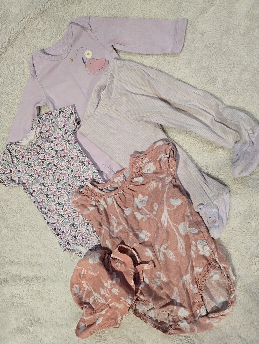 Carter's Pink Floral Sun Hat and Dress Set Of 3